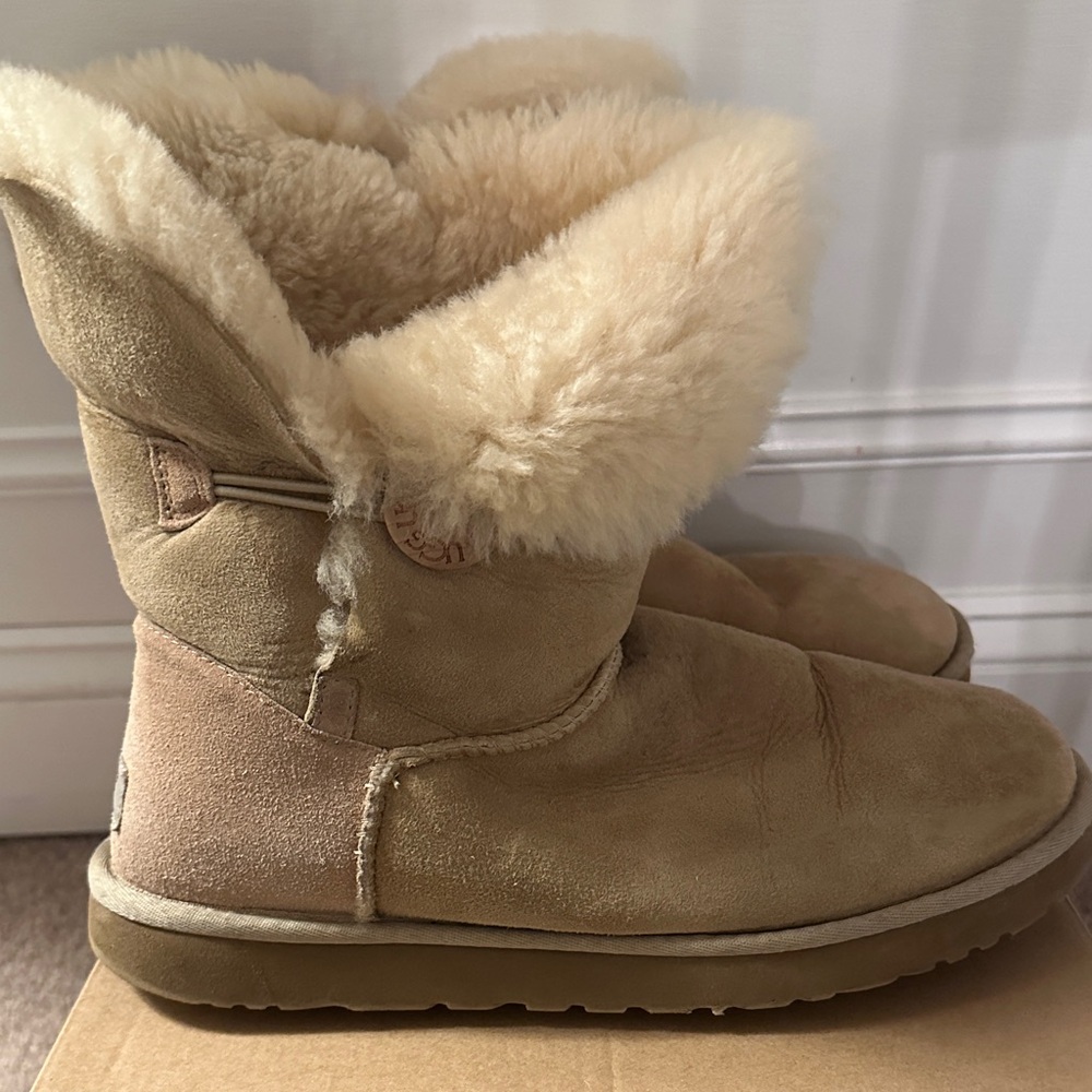 UGG Tan Sheepskin Button Boots